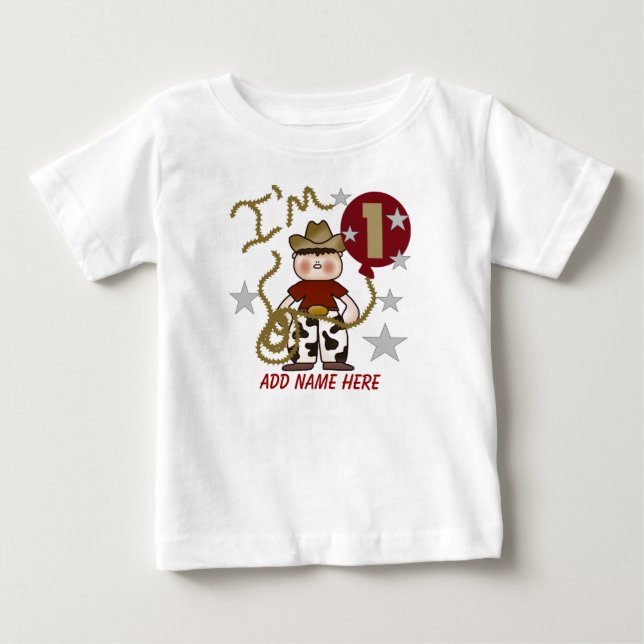 Personalised Cowboy 1st Birthday Tshirt (Front)