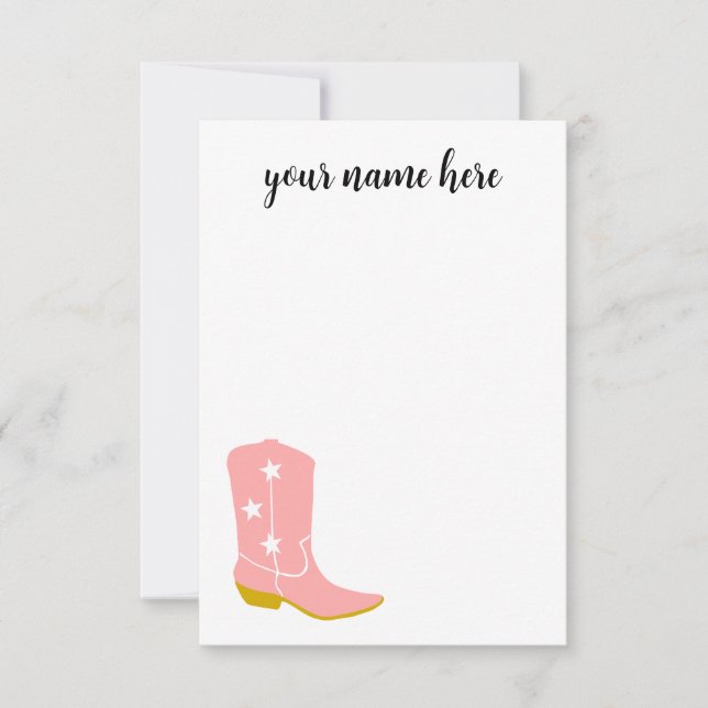 Personalised Cowboy Boots Notecards (Front)
