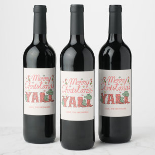 Personalised Cowboy Merry Christmas Wine Labels