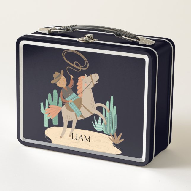 Personalised Cowboy  Metal Lunch Box (Front)