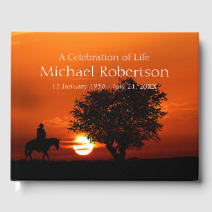 Personalised Cowboy on Horse Celebration of Life Guest Book