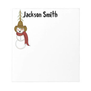 Personalised Cowboy Snowman Christmas Notepad