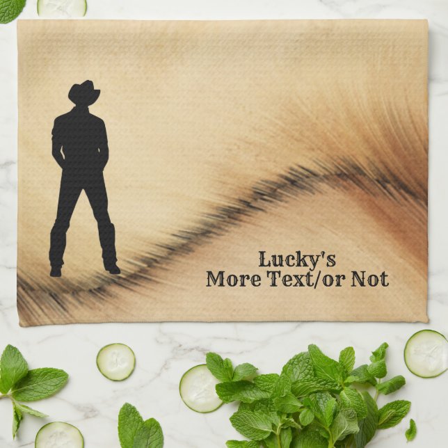 Personalised Cowboy Tea Towel (Folded)