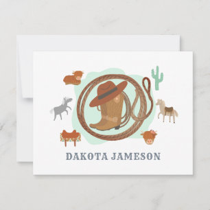 Personalised Cowboy Theme Boy's  Card