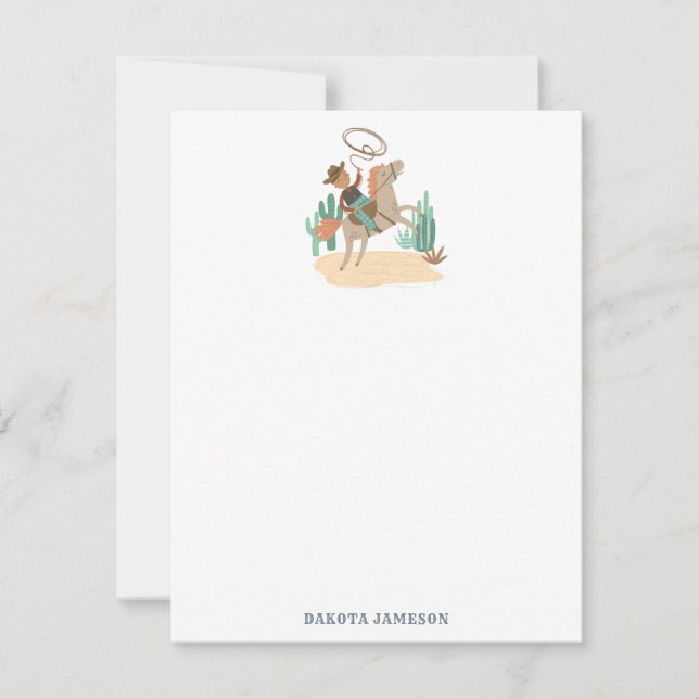 Personalised Cowboy Theme Note Card (Front)