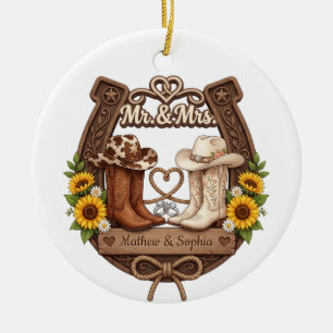 Personalised Cowboy Wedding Christmas Ornament