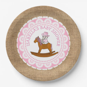 Personalised Cowgirl Baby Shower Paper Plates