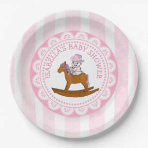 Personalised Cowgirl Baby Shower Paper Plates