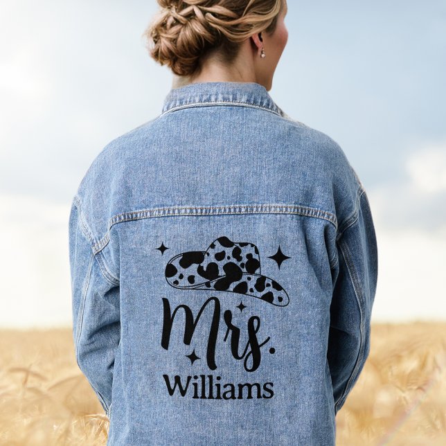 Personalised Cowgirl Hat Mrs Bride Jean Denim Jacket (Personalized Cowgirl Hat Mrs Bride Jean Denim Jacket
)