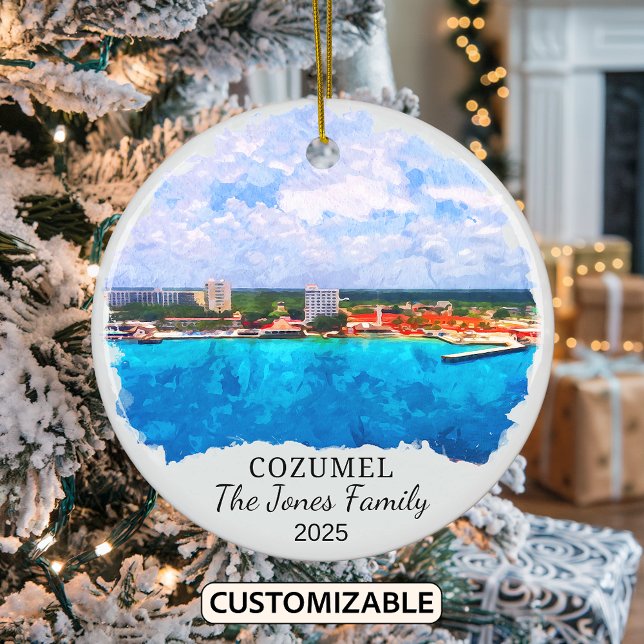 Personalised Cozumel Ornament, Mexico Ceramic Tree Decoration (Creator Uploaded)