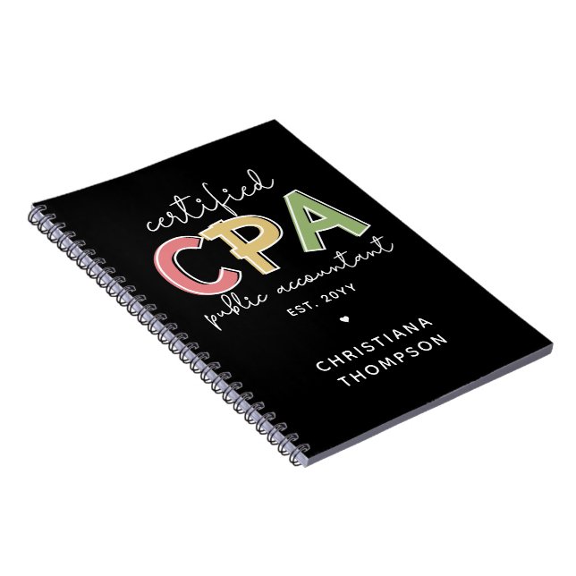Personalised CPA Certified Public Accountant Gift Notebook (Right Side)