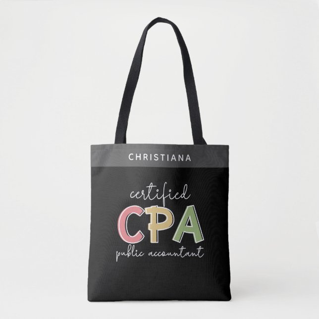 Personalised CPA Certified Public Accountant Gift Tote Bag (Front)