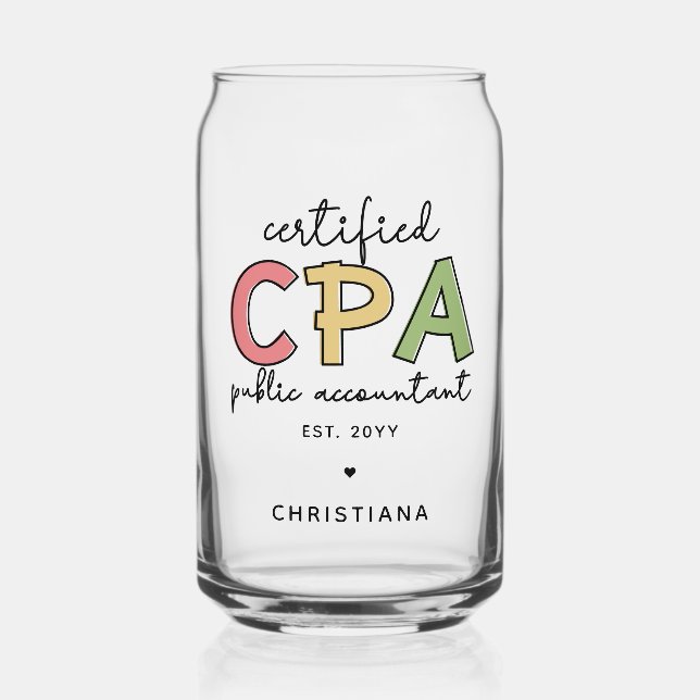 Personalised CPA Certified Public Accountant Gifts Can Glass (Front)