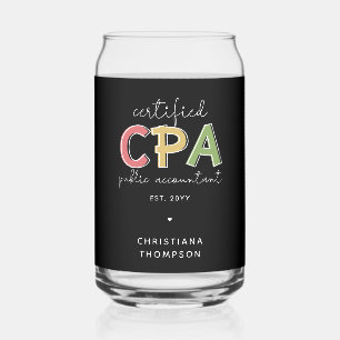 Personalised CPA Certified Public Accountant Gifts Can Glass