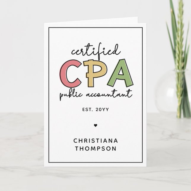 Personalised CPA Certified Public Accountant Gifts Card (Front)