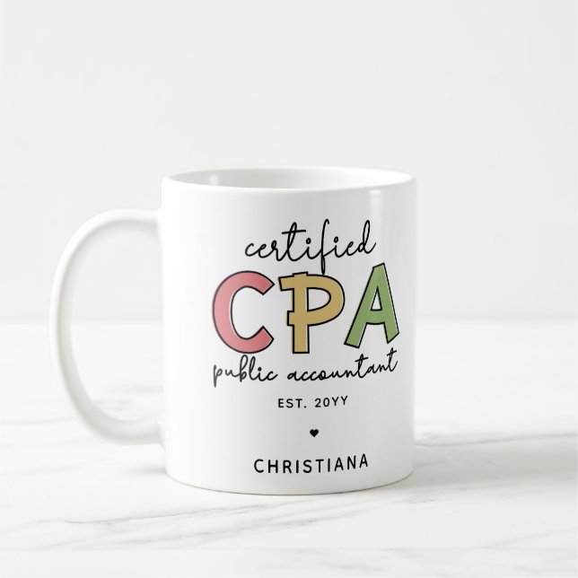 Personalised CPA Certified Public Accountant Gifts Coffee Mug (Left)