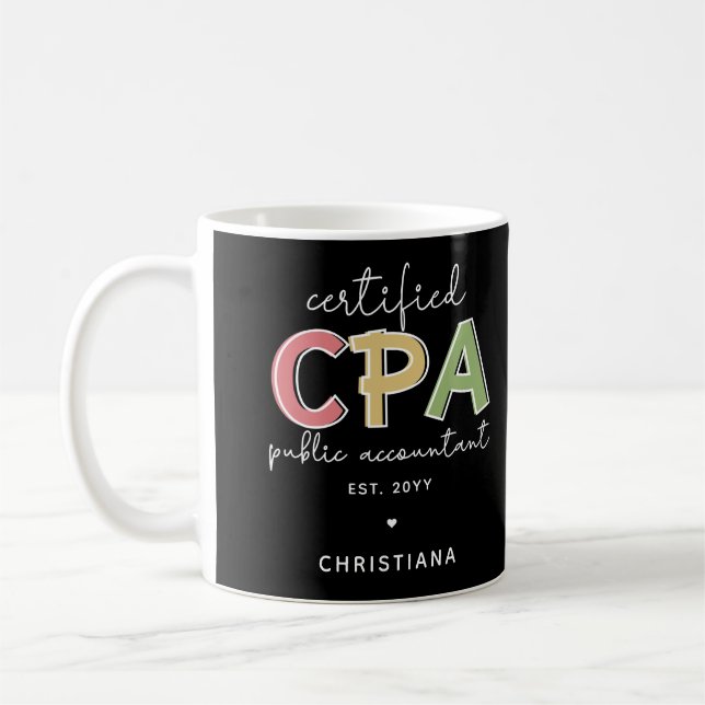 Personalised CPA Certified Public Accountant Gifts Coffee Mug (Left)
