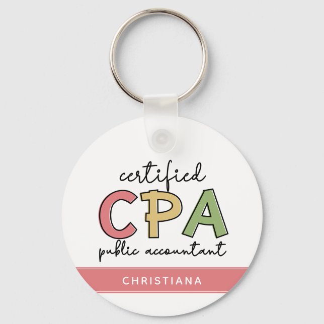 Personalised CPA Certified Public Accountant Gifts Key Ring (Front)
