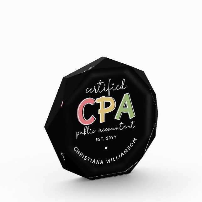 Personalised CPA Certified Public Accountant Gifts Photo Block (Left)