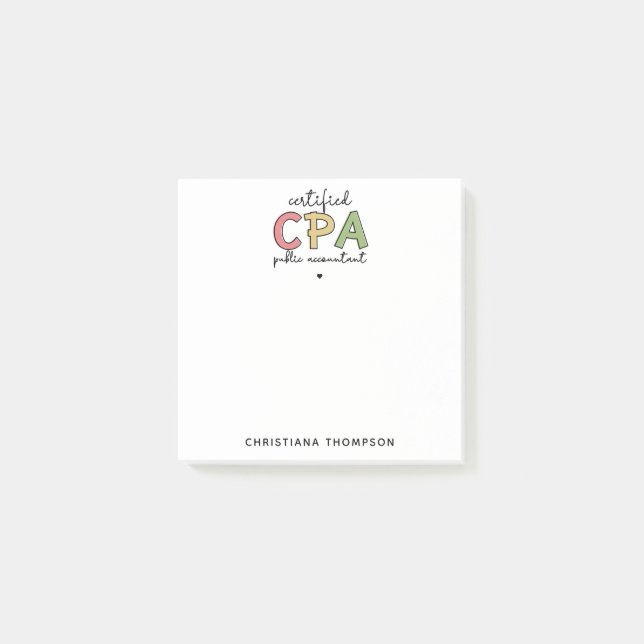 Personalised CPA Certified Public Accountant Gifts Post-it Notes (Front)