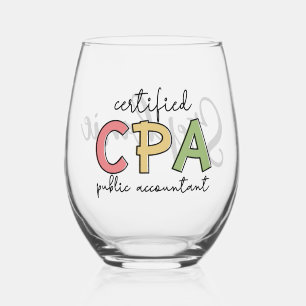 Personalised CPA Certified Public Accountant Gifts Stemless Wine Glass