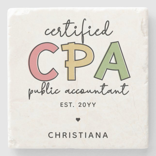 Personalised CPA Certified Public Accountant Gifts Stone Coaster (Front)