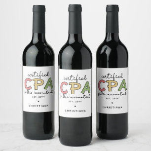 Personalised CPA Certified Public Accountant Gifts Wine Label
