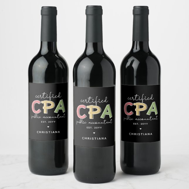 Personalised CPA Certified Public Accountant Gifts Wine Label (Bottles)