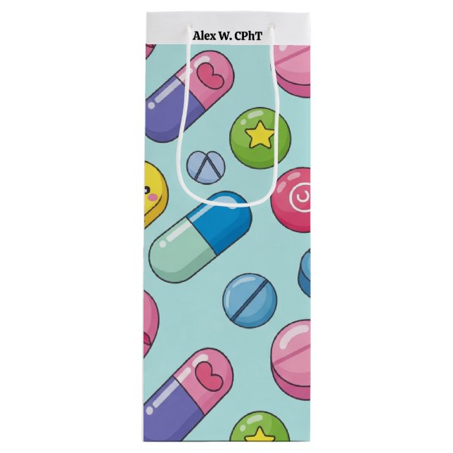 Personalised CPhT Pharmacy Funny Holiday Wine Gift Bag (Front)