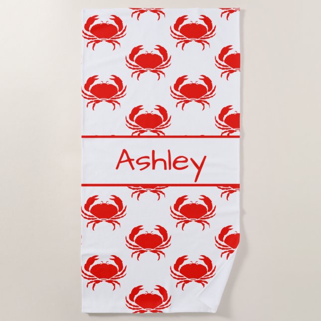 Personalised Crab Beach Towel (Front)