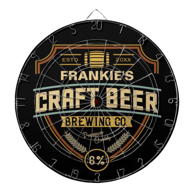 Personalised Craft Beer Label Brewing Company Bar  Dartboard (Front)