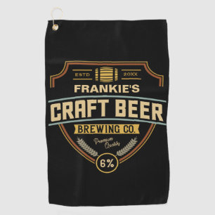 Personalised Craft Beer Label Brewing Company Bar Golf Towel