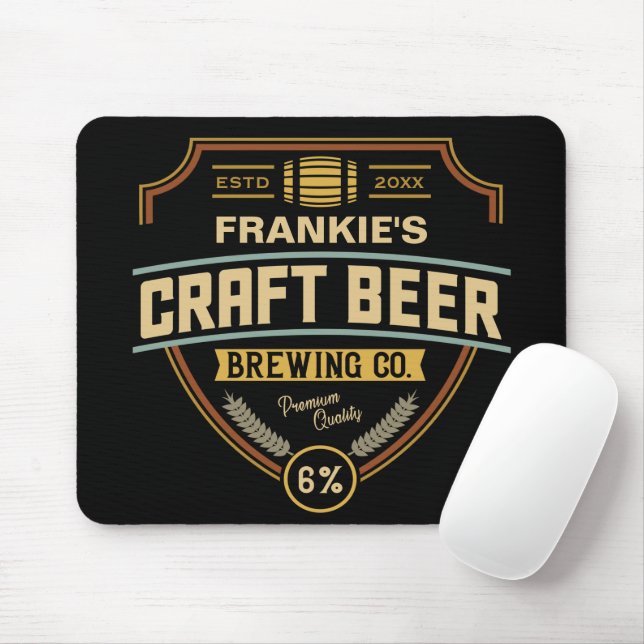 Personalised Craft Beer Label Brewing Company Bar Mouse Mat (With Mouse)