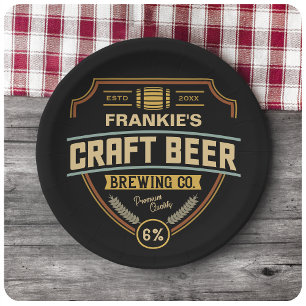 Personalised Craft Beer Label Brewing Company Bar Paper Plate