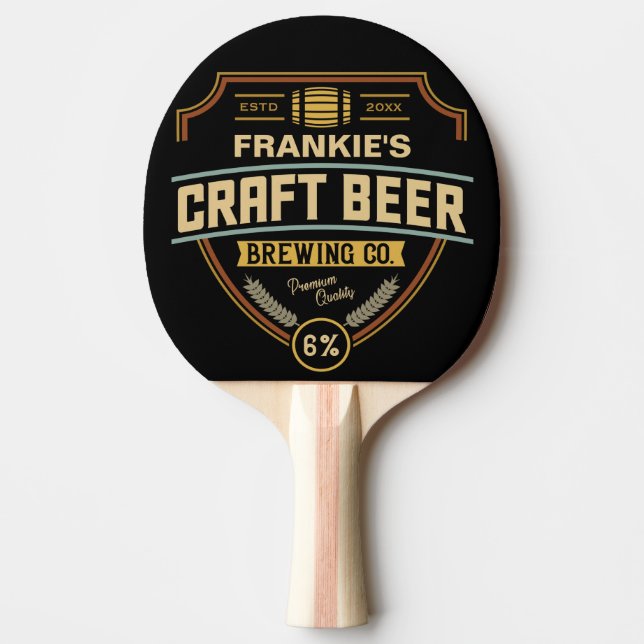 Personalised Craft Beer Label Brewing Company Bar  Ping Pong Paddle (Front)