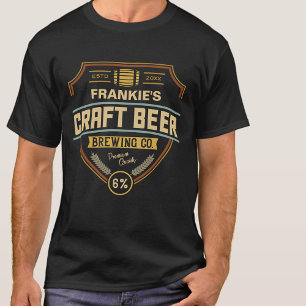 Personalised Craft Beer Label Brewing Company Bar  T-Shirt
