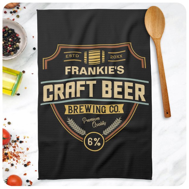 Personalised Craft Beer Label Brewing Company Bar  Tea Towel (Creator Uploaded)
