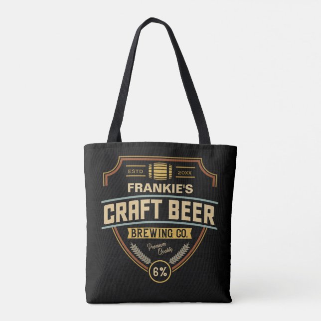 Personalised Craft Beer Label Brewing Company Bar  Tote Bag (Back)