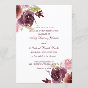 Personalised Cranberry & Sage Green Wedding Invitation