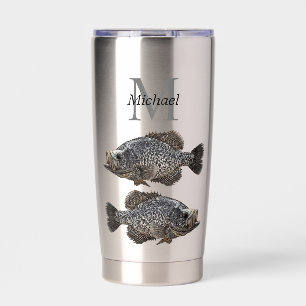 Personalised Crappie Fishing Angler Monogram Fish Insulated Tumbler