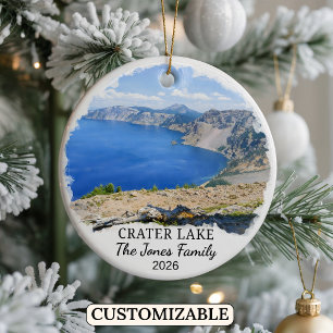 Personalised Crater Lake National Park, Oregon Ceramic Tree Decoration