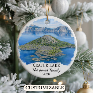 Personalised Crater Lake National Park, Oregon Ceramic Tree Decoration