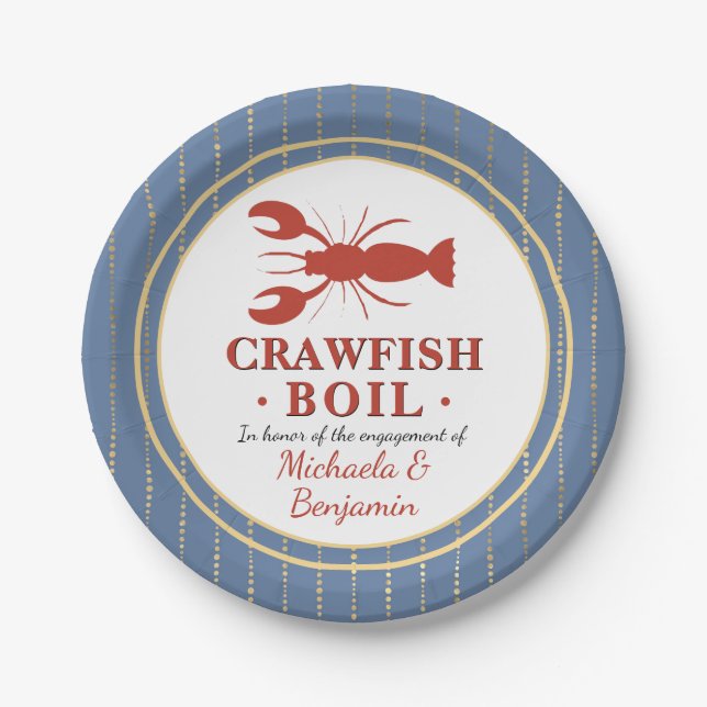 Personalised Crawfish Boil Lobster Engagement Paper Plate (Front)
