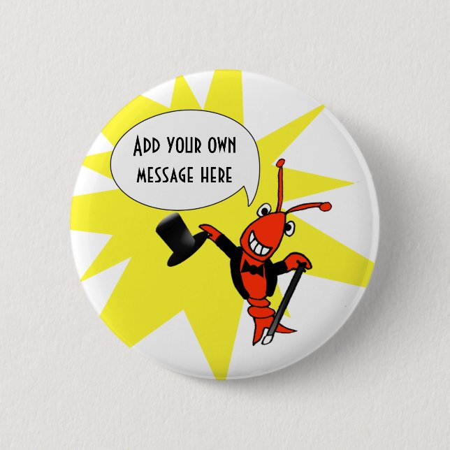 Personalised Crawfish/Lobster Tuxedo Button (Front)