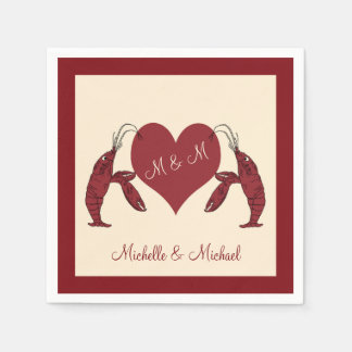 Personalised Crawfish Lobsters With Heart Napkin