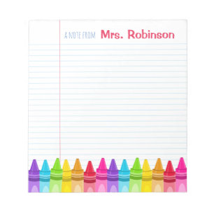 Personalised Crayon Colourful Teacher's Notepad
