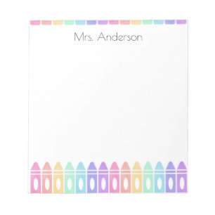 Personalised Crayon Kindergarten Teacher Notepad