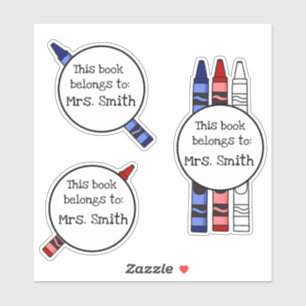 Personalised Crayon Library Book Stickers