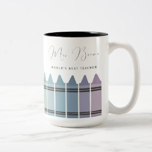 Personalised Crayon Rainbow Worlds Best Teacher  Two-Tone Coffee Mug