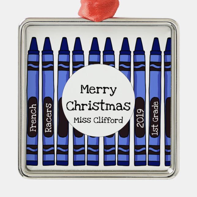 Personalised Crayon School Year Ornament (Front)